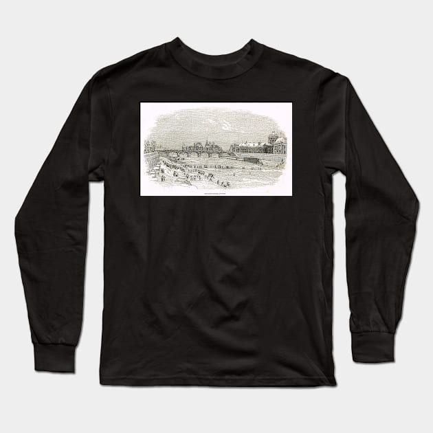 River Seine frozen in Paris France 1854 Long Sleeve T-Shirt by artfromthepast